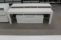 High Gloss White Wood TV Stand / Residential Using Solid Wood Corner TV Cabinet