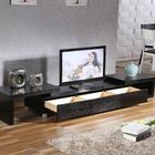 Metal Legs Wood TV Cabinet With Doors / Particle Board  Black Solid Wood TV Stand
